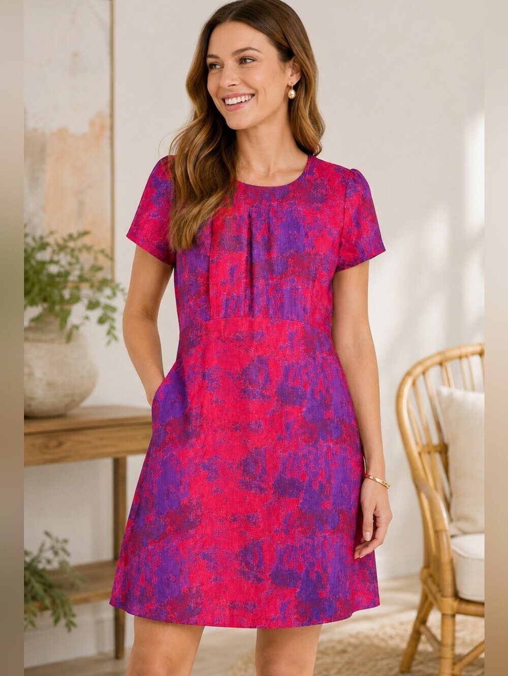 Tuckernuck Jacquard Brocade Raspberry Dress